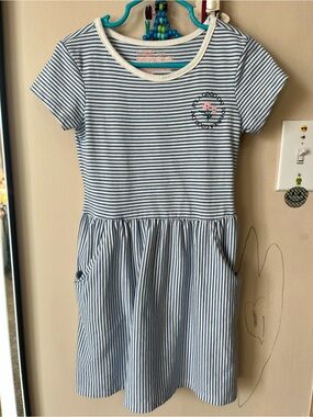 Girls' Cat & Jack Blue & White Striped Pocket Dress - Casual Everyday Dress